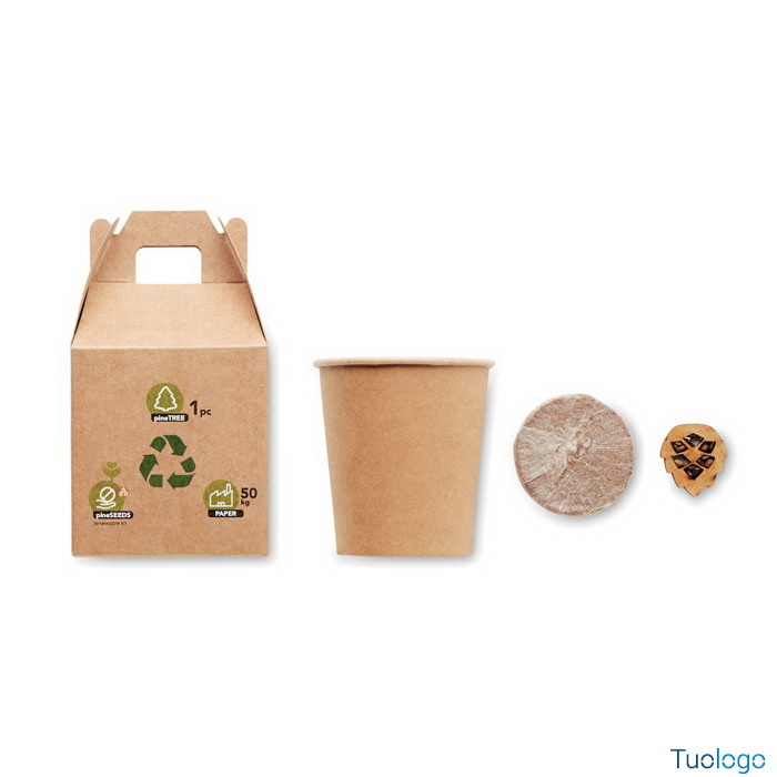 Vaso e confezione in cartone con semi