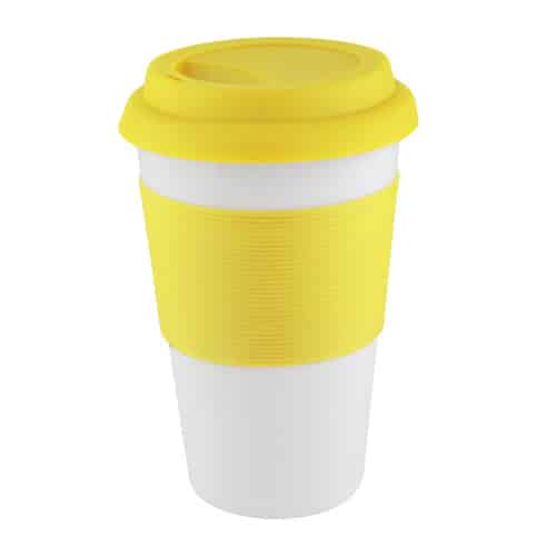 Tazza con coperchio in silicone giallo