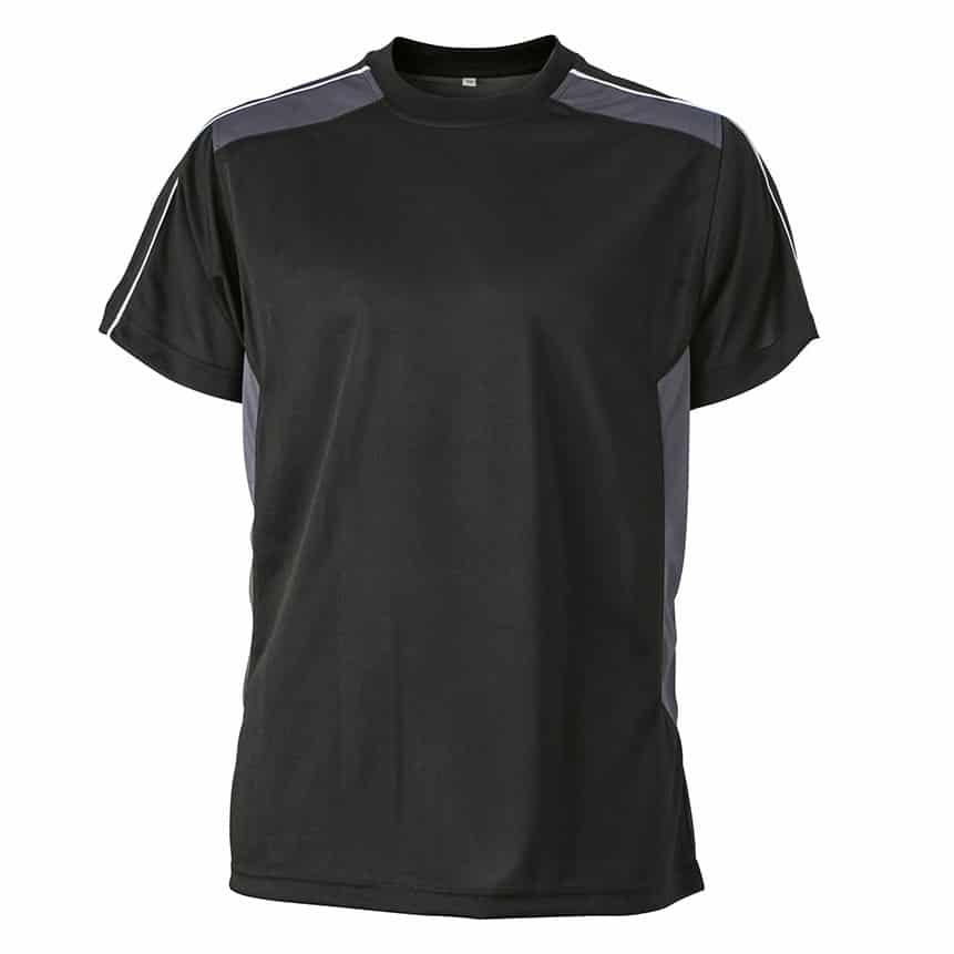 Tshirt traspirante manica corta nera con inserti contrasto grigi