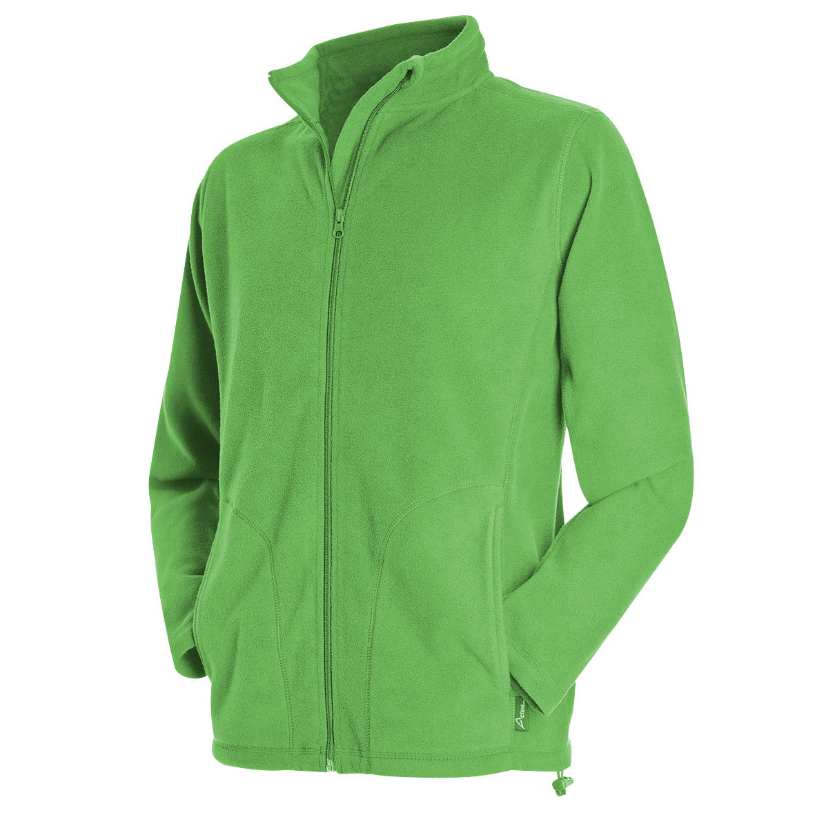 Pile da uomo verde 100% poliestere con collo alto con zip
