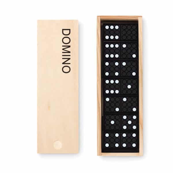 Gioco domino in scatola di legno