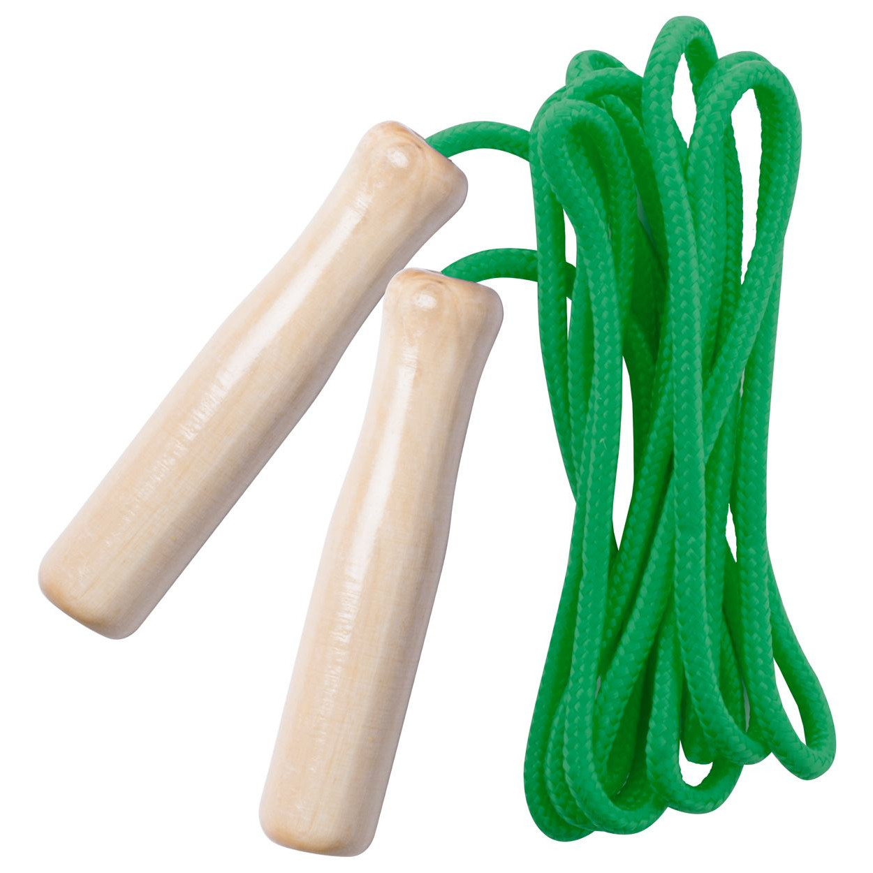 Corda per saltare verde con manici di legno