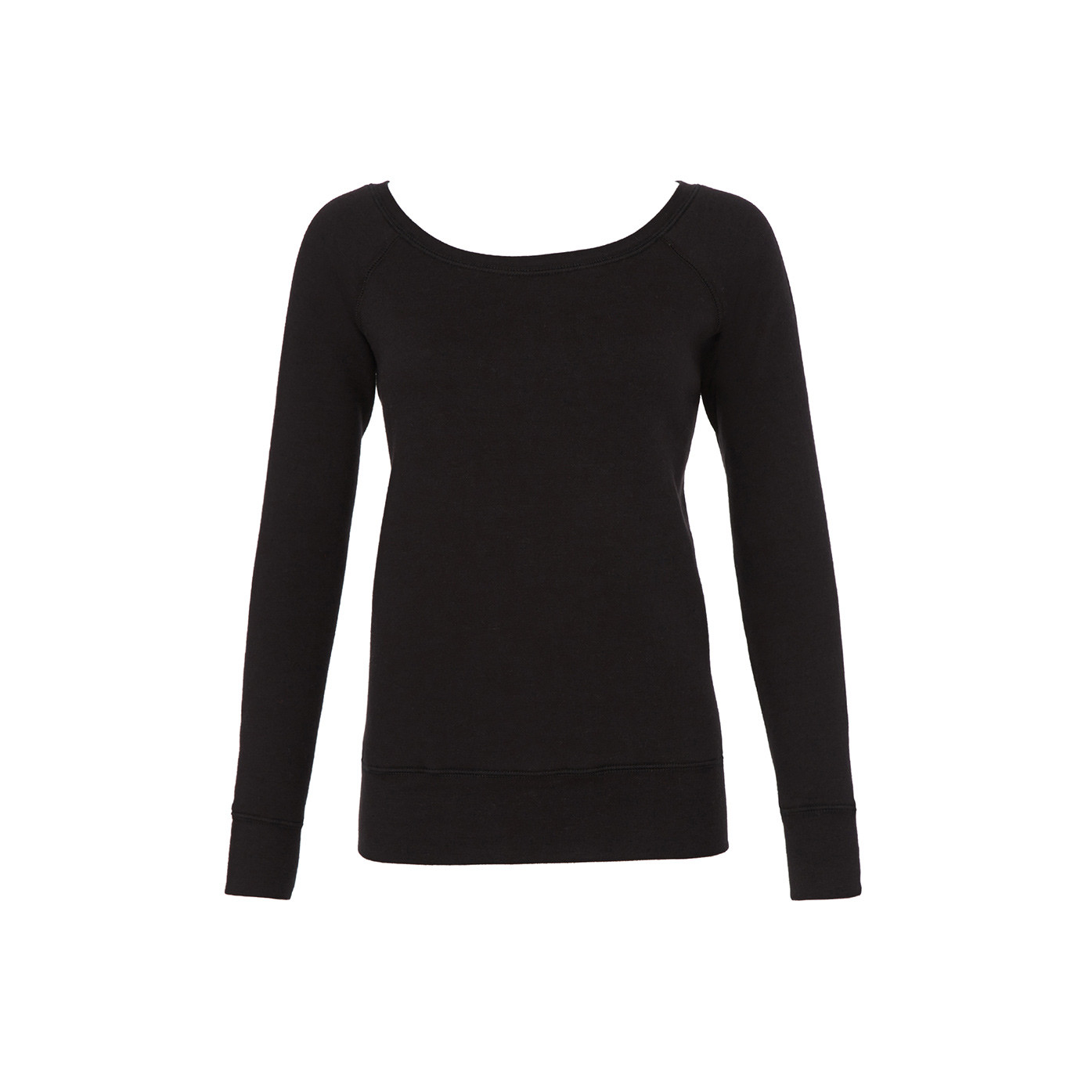 Felpa nera in poliestere con cuciture laterali e felpata internamente