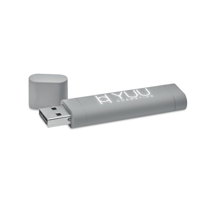 Chiavetta usb grigia con logo illuminato