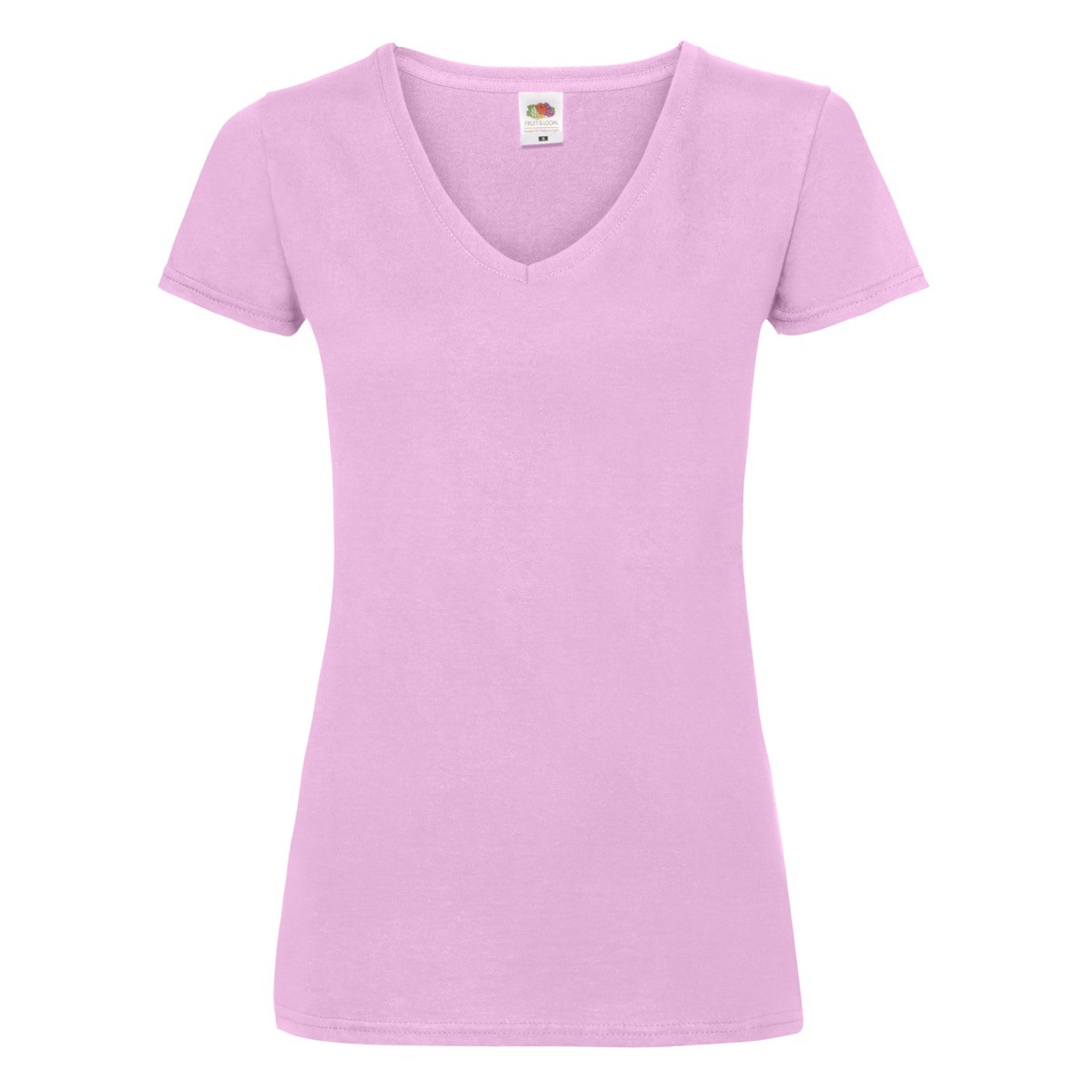 Tshirt da donna rosa in cotone manica corta con scollo a V