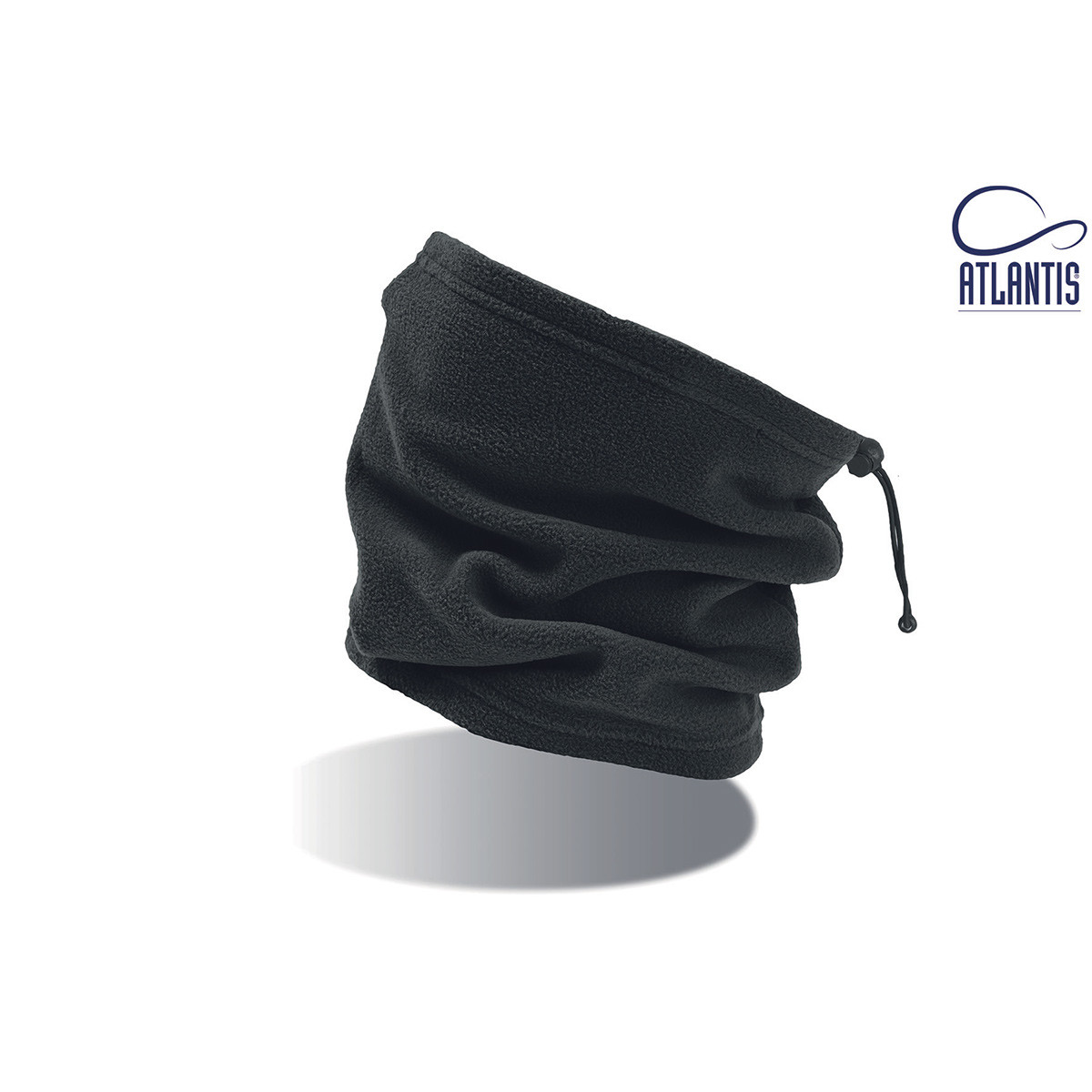 Fascia di pile nero con cordino nero su sfondo bianco