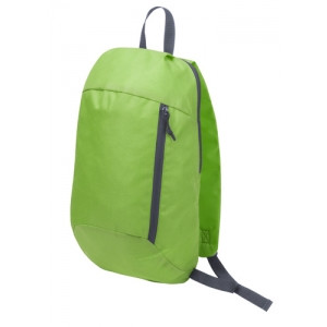 Zaino in poliestere verde con schienale imbottito e tasca con zip