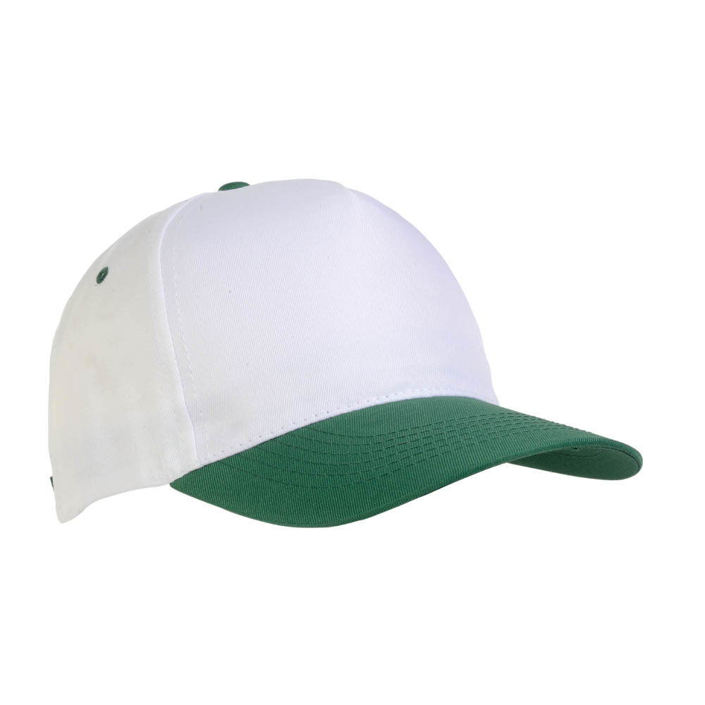 Cappellino in poliestere bianco e verde con chiusura in velcro