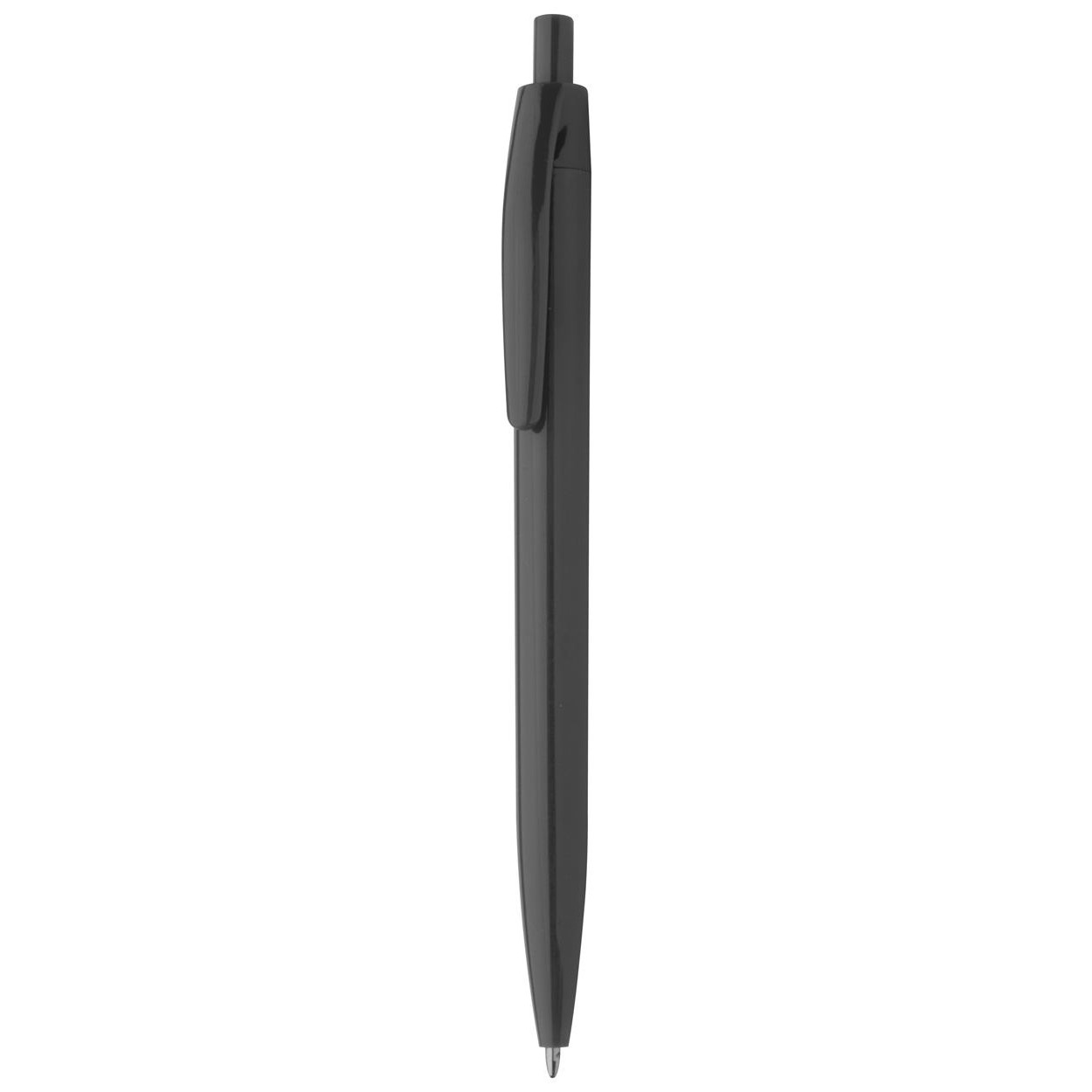 Penna a sfera in plastica nera con clip piatta