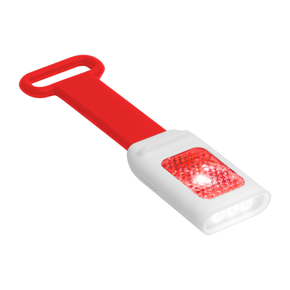 Luce da bicicletta in plastica rossa con cinghia in silicone