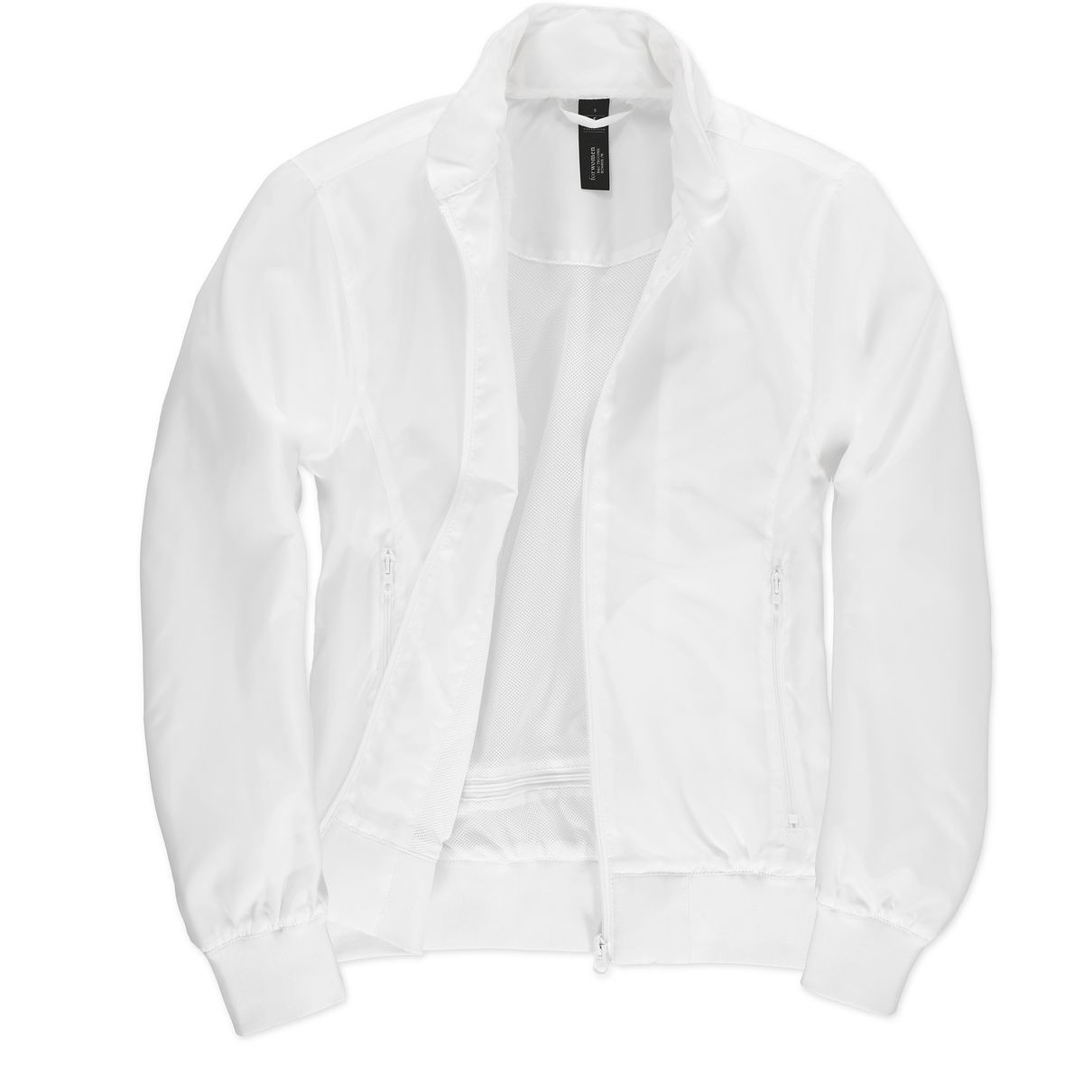 Giacca bianca traspirante con cappuccio e tasche con zip 100% poliestere