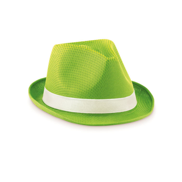 Cappello in poliestere verde con fascia bianca