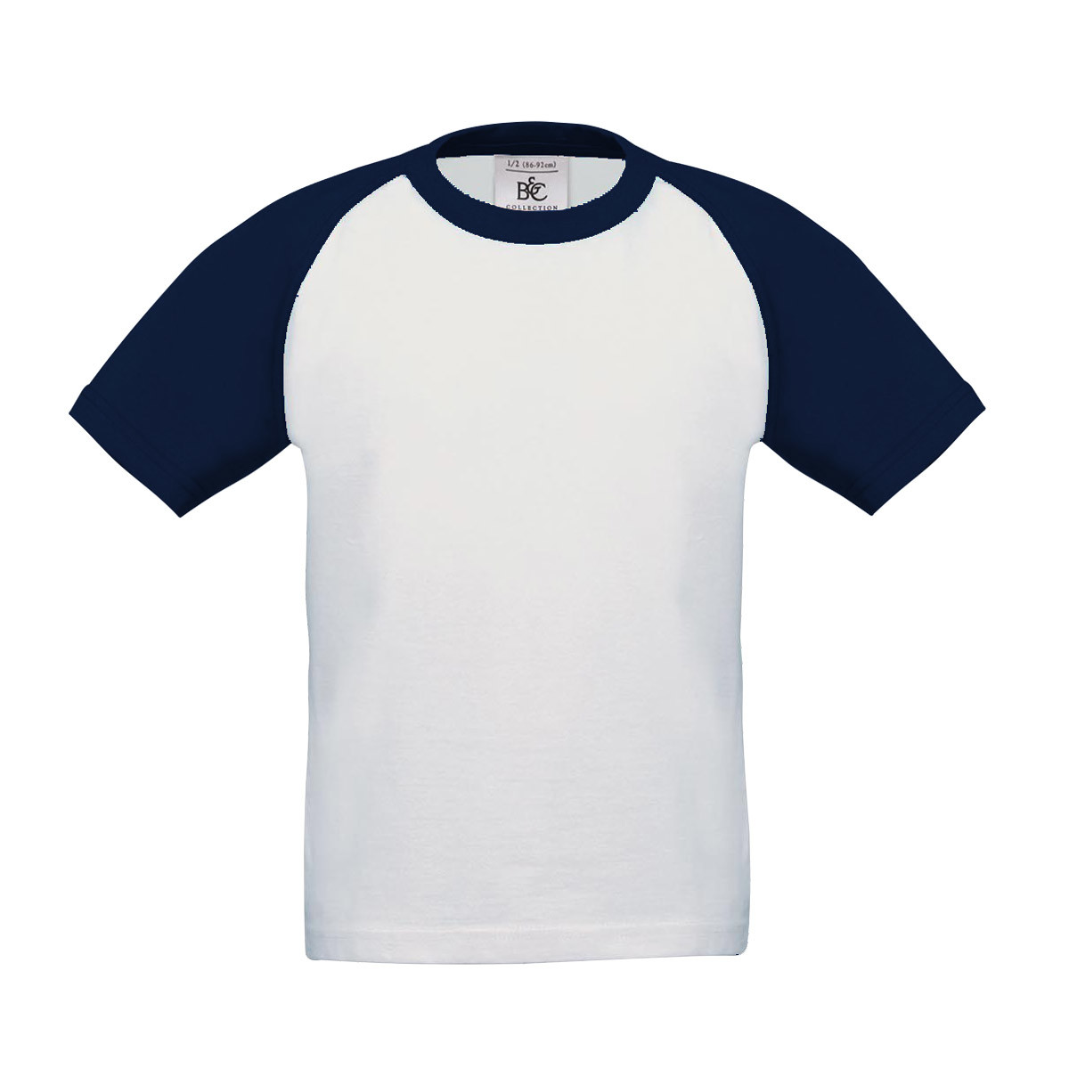 Tshirt bambino in cotone manica corte due colori, bianca e maniche blu
