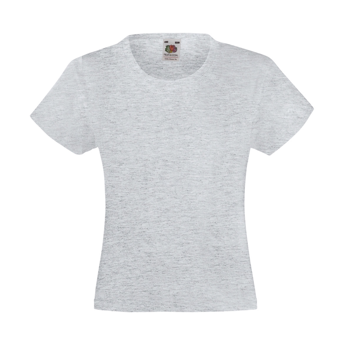 Tshirt bambina in cotone manica corta e girocollo di colore grigio chiaro melange