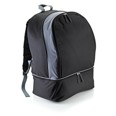 Borsa sportiva grigio scuro con zip e fondo per scarpe