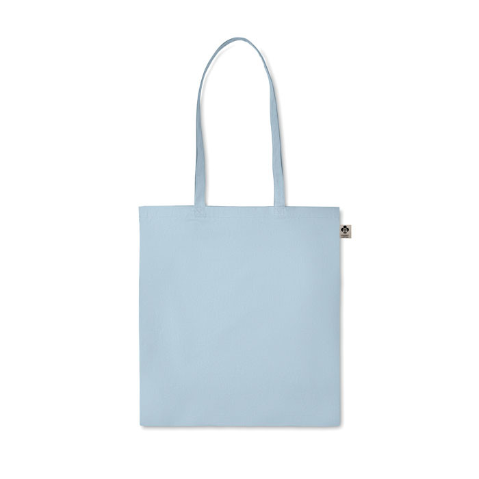 Shopper in cotone azzurro con manici lunghi