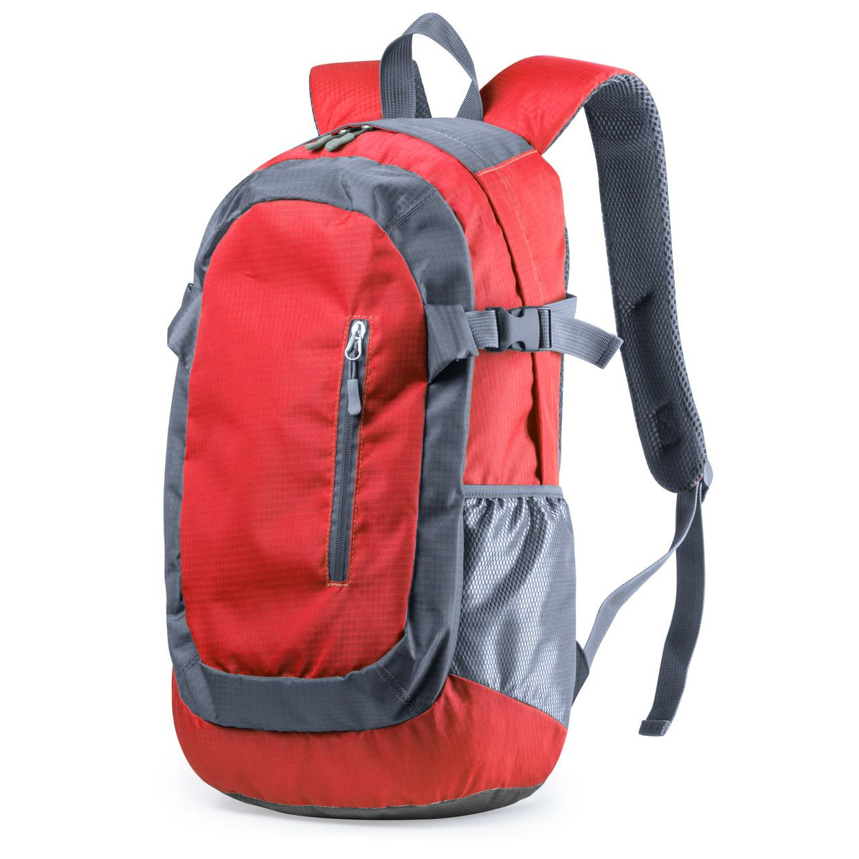 Zaino in poliestere rosso con schienale e spallacci imbottiti