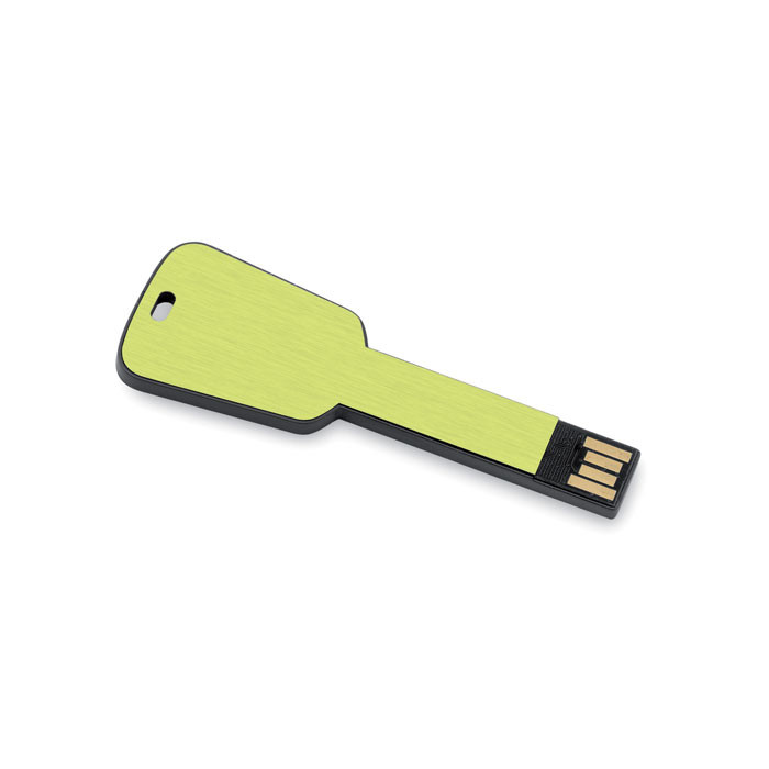 Chiavetta usb verde in alluminio a forma di chiave