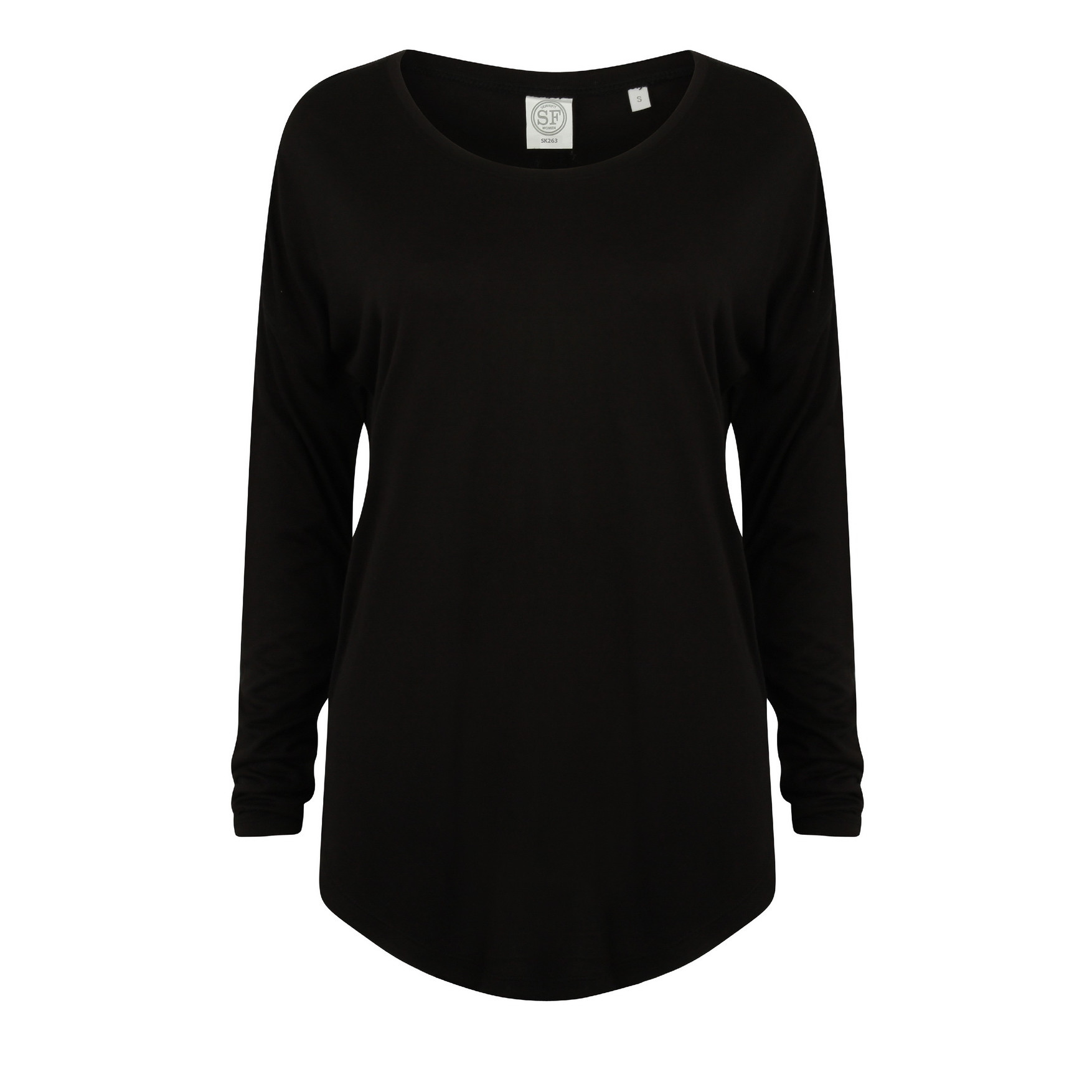 Tshirt femminile manica lunga nera con collo largo