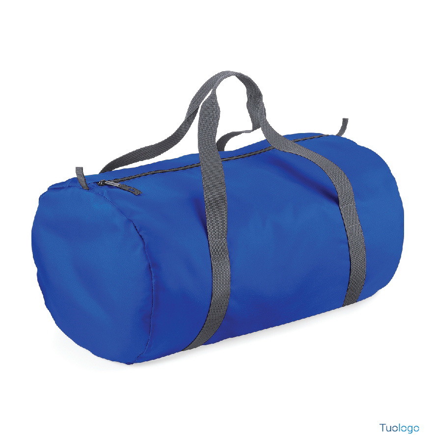 Borsa da sport blu 100% poliestere con doppio manico e apertura con zip