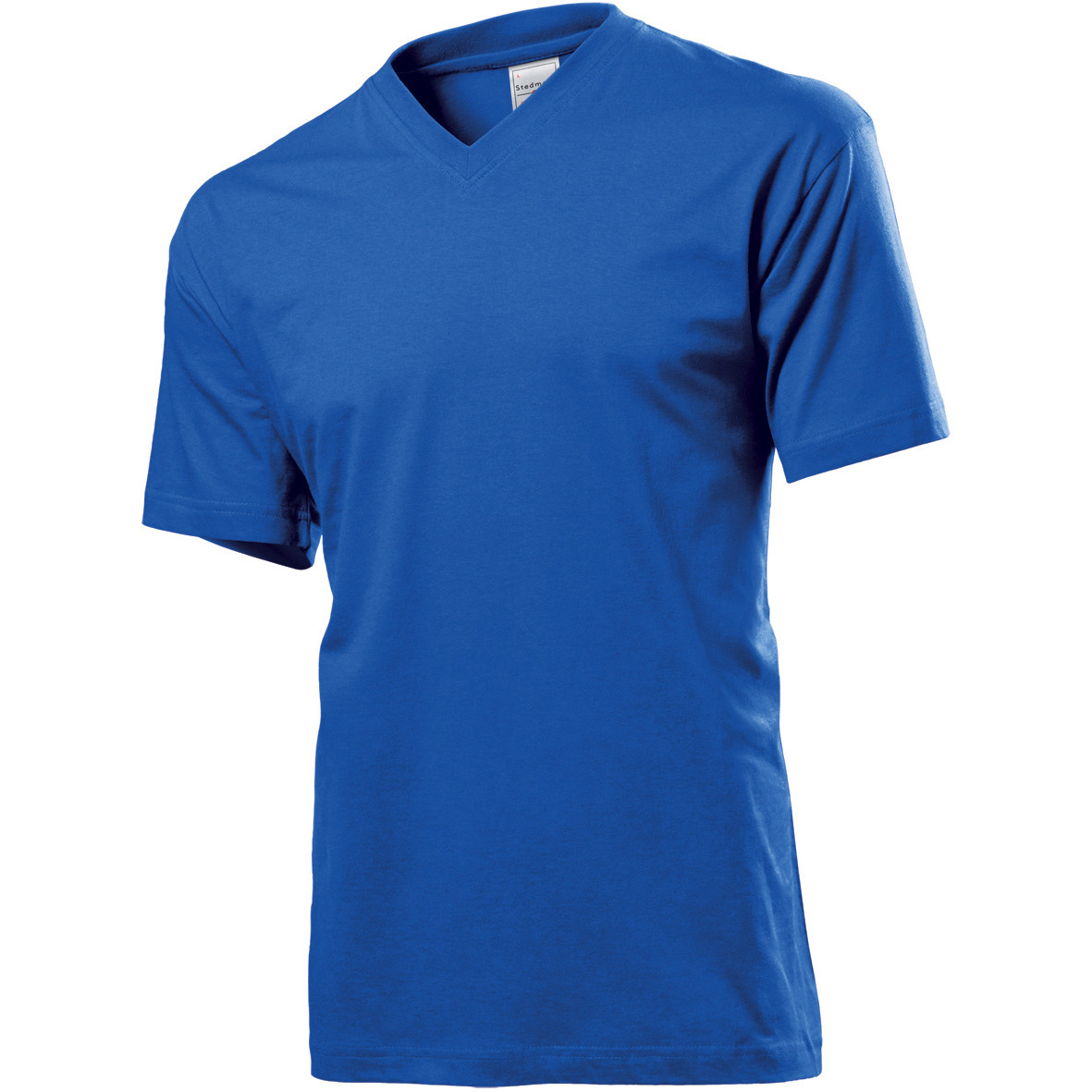 Tshirt da uomo manica corta blu con scollo a V 100% cotone