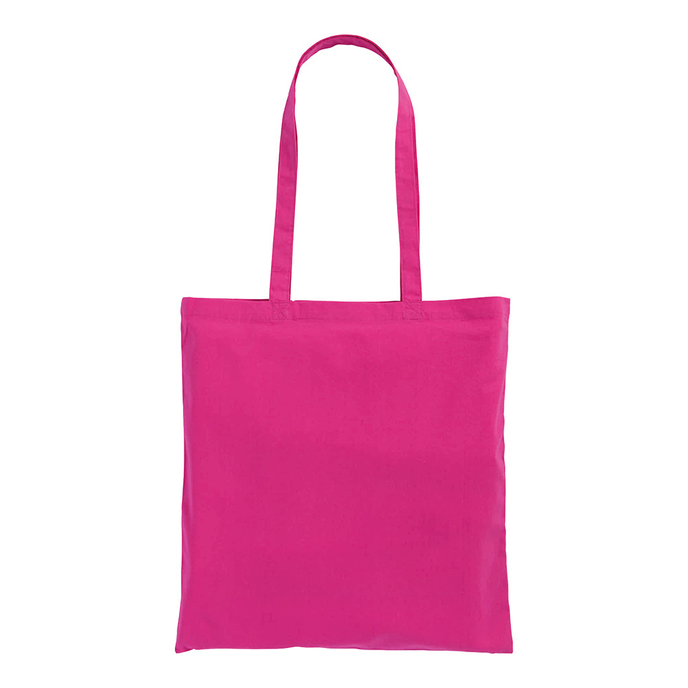 Shopper in cotone rosa con manici lunghi