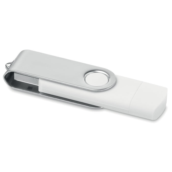 Chiavetta usb e micro usb con chiusura con tappo bianca e chiusura protettiva in metallo