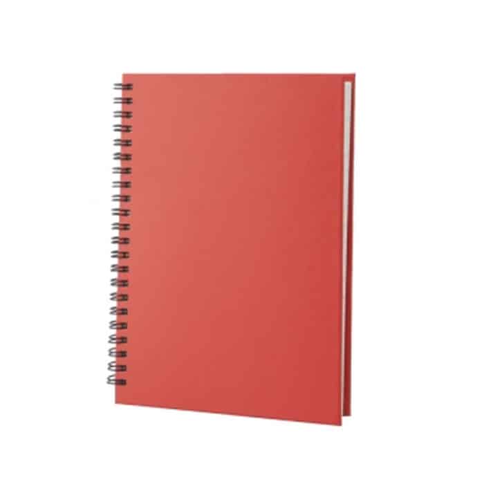Blocnotes rosso con copertina in cartone e spirale