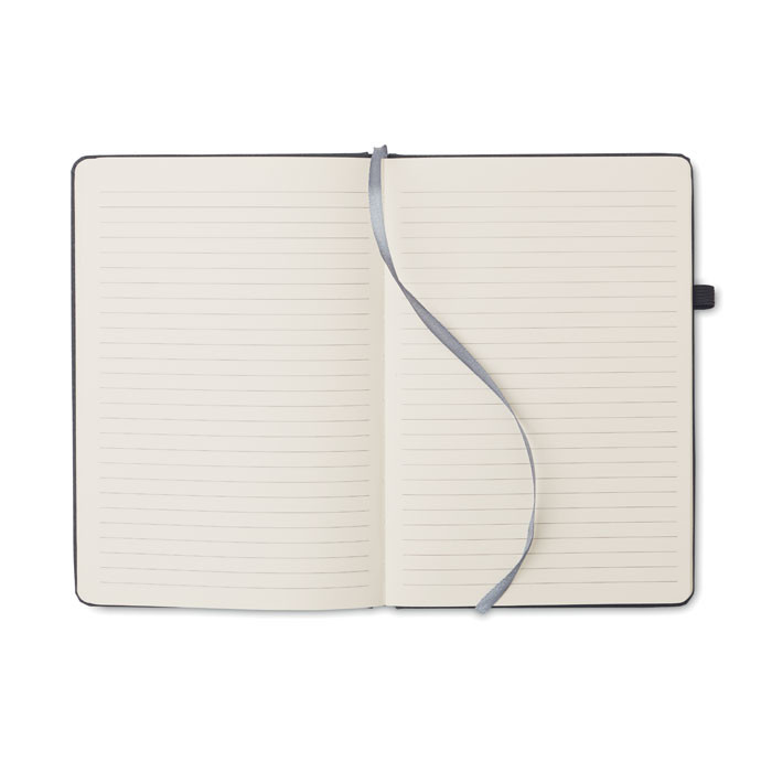 Bloc notes nero con copertina in pu e chiusura a elastico