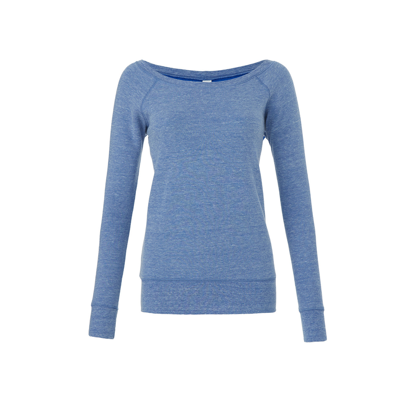 Felpa azzurra in poliestere con cuciture laterali e felpata internamente