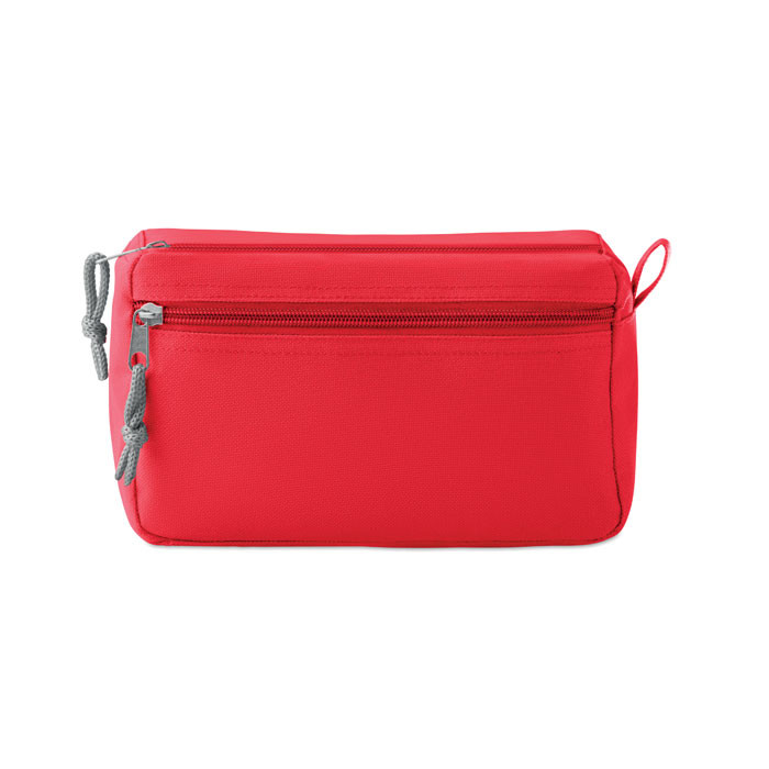 Trousse rosso in poliestere con doppia zip