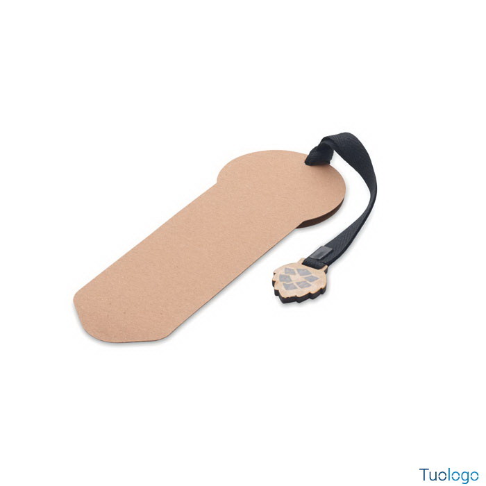 Segnalibro in carta con cordino in cotone e semi di pino