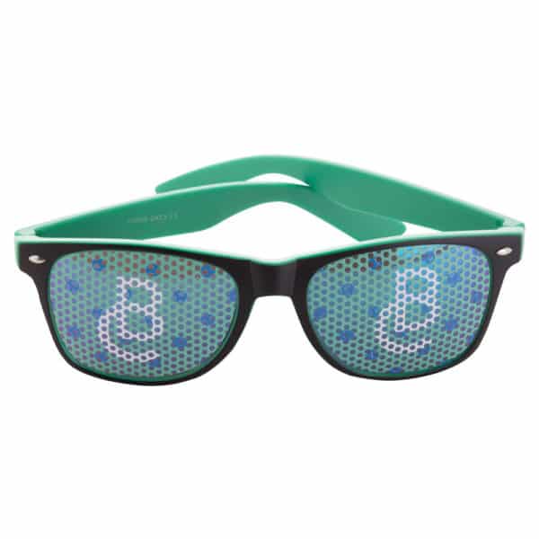 Occhiali da sole in plastica verde con lenti metallizzate