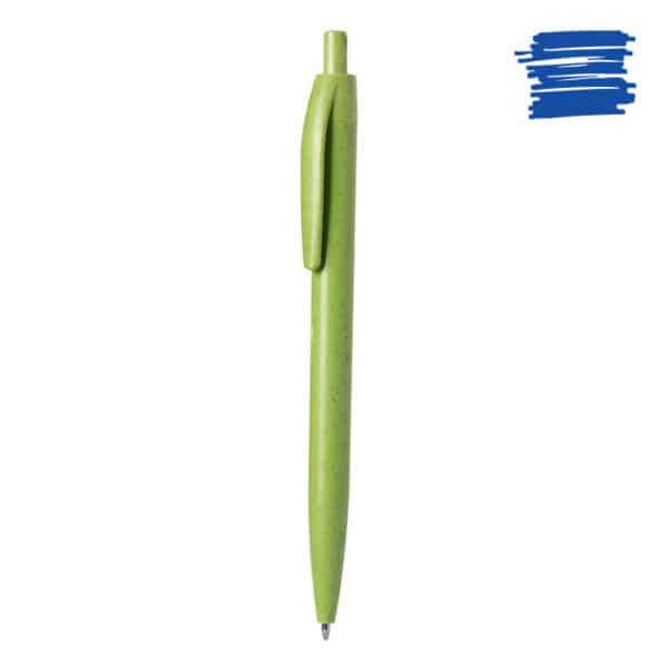 Penna in paglia di grano con corpo in plastica verde
