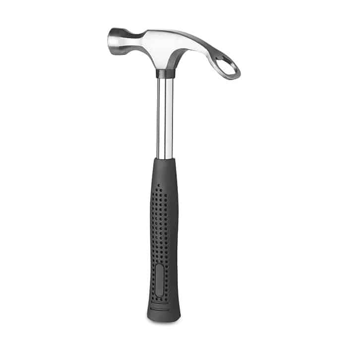 Martello con apribottiglia in acciaio e manico nero