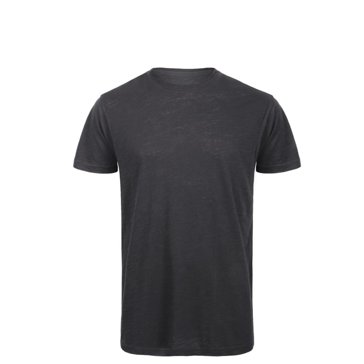 Tshirt grigia scura in cotone con girocollo e texture slub