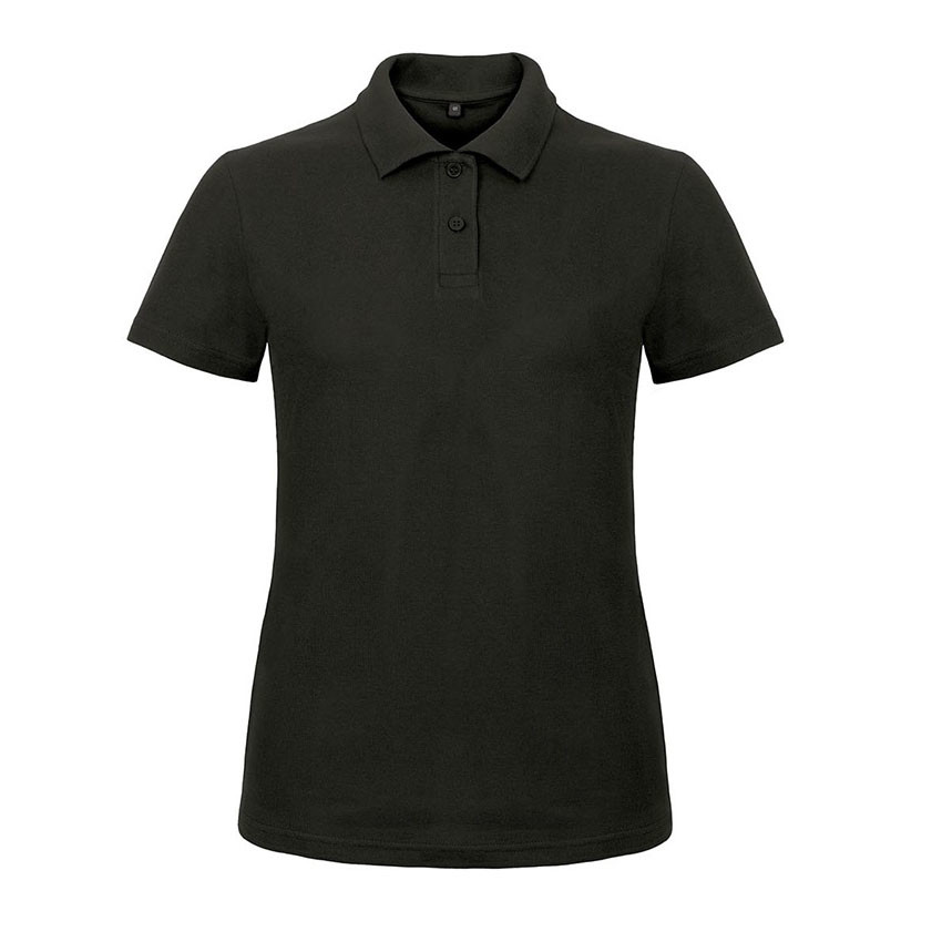 Polo donna manica corta marrone scura con bottoni