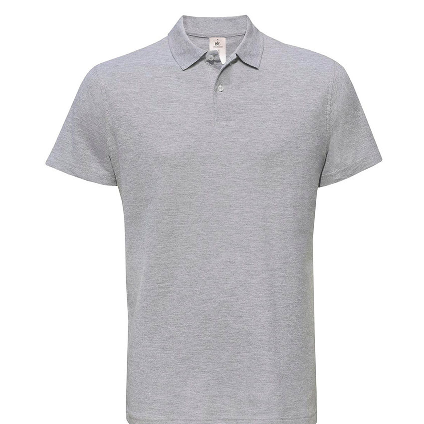 Polo grigio melange a due bottoni
