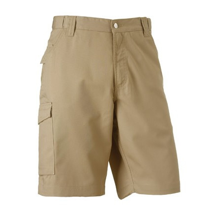 Pantaloncini unisex beige da lavoro con tasche