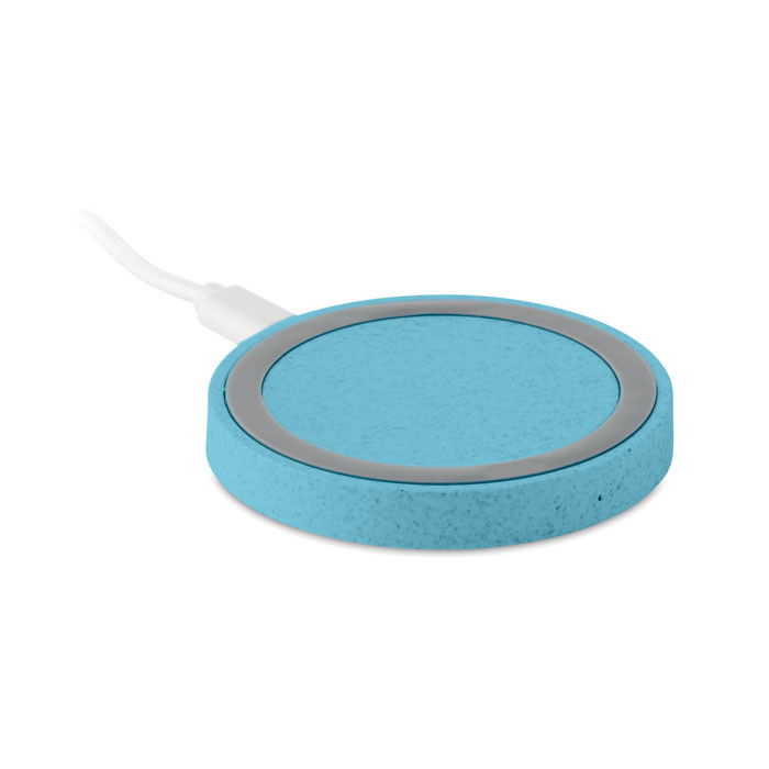 Caricatore wireless azzurro in paglia di grano e abs