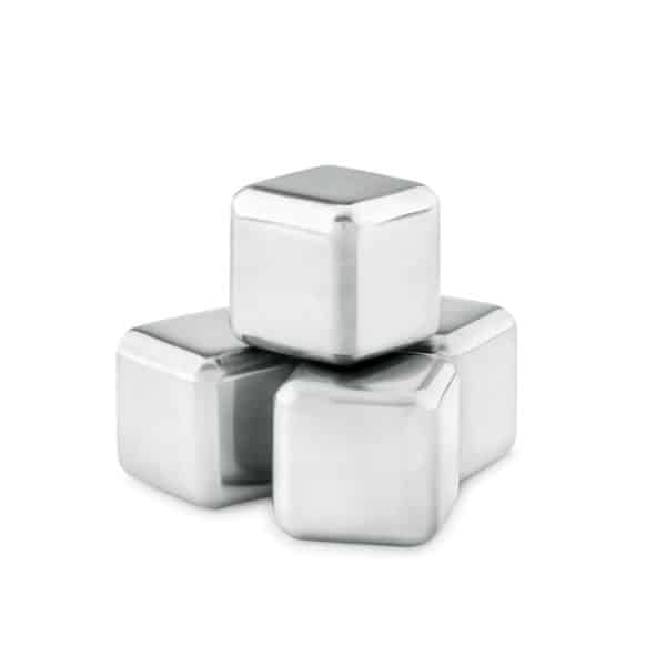 Set da quattro cubetti per ghiaccio in acciaio inox