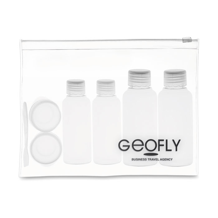 Busta trasparente porta liquidi con logo richiudibile con all