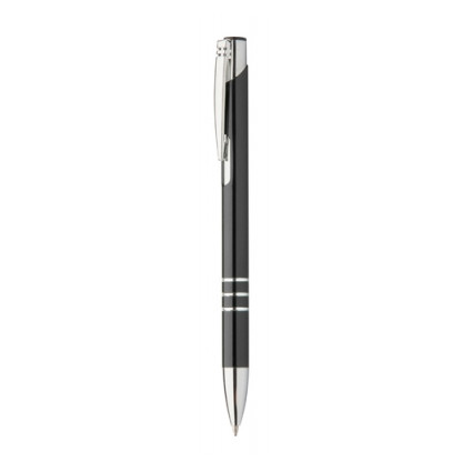 Penna a sfera in alluminio nero con punta e clip cromati
