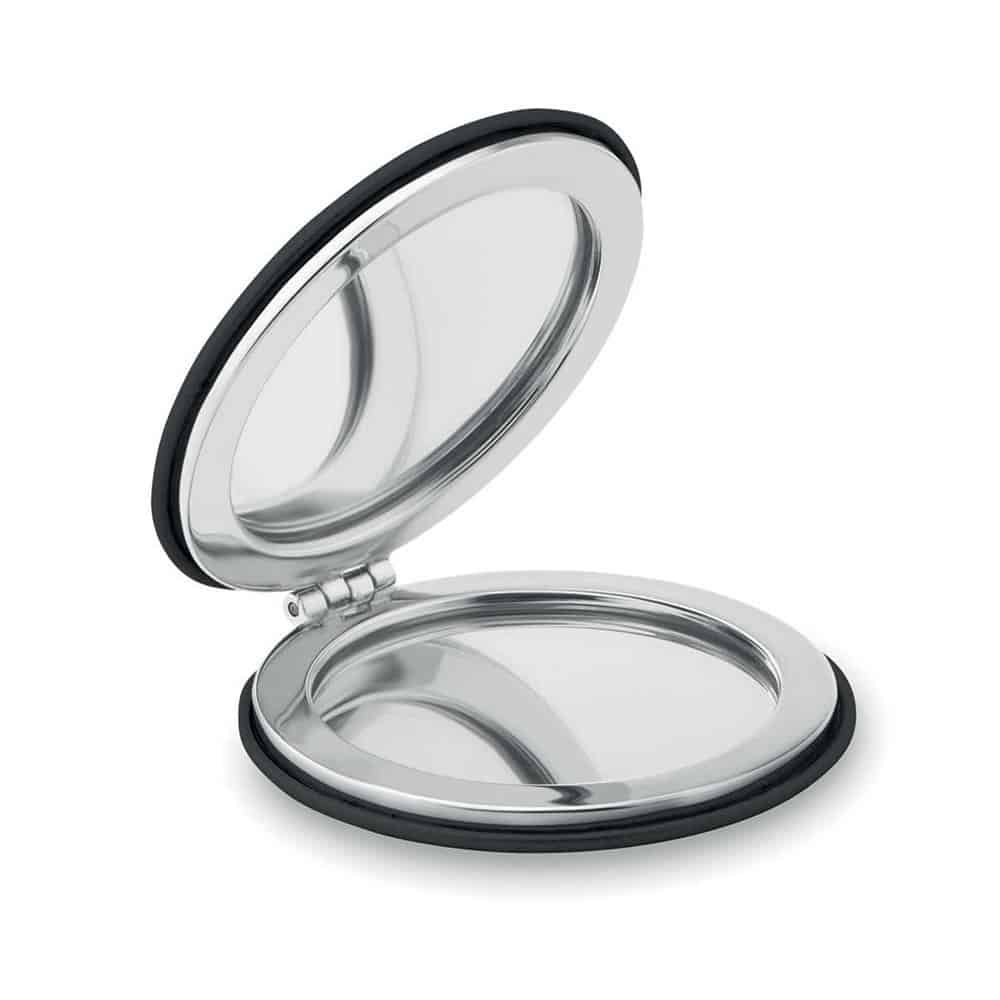 Doppio specchietto nera con chiusura magnetica in similpelle