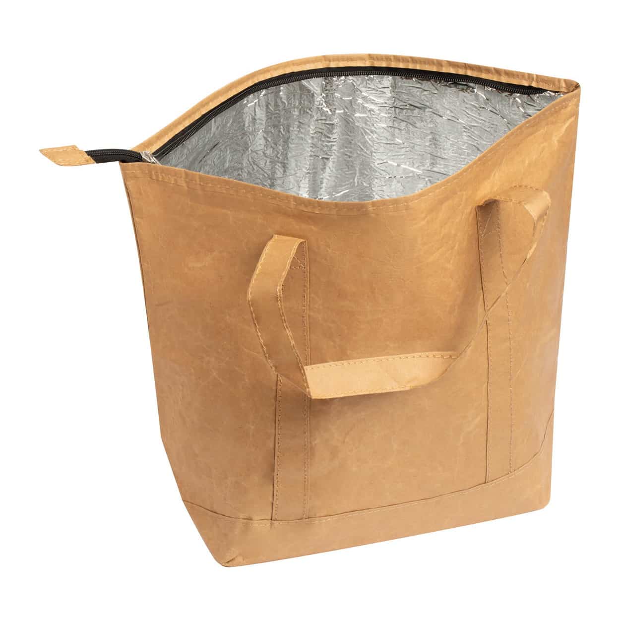 Borsa termica in carta con cerniera ed imbottitura in alluminio
