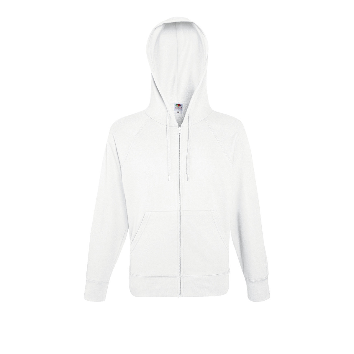 Felpa da uomo bianca in cotone con cappuccio e zip