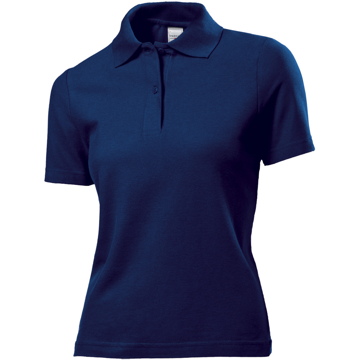Polo da donna blu scura manica corta con due bottoni 100% cotone