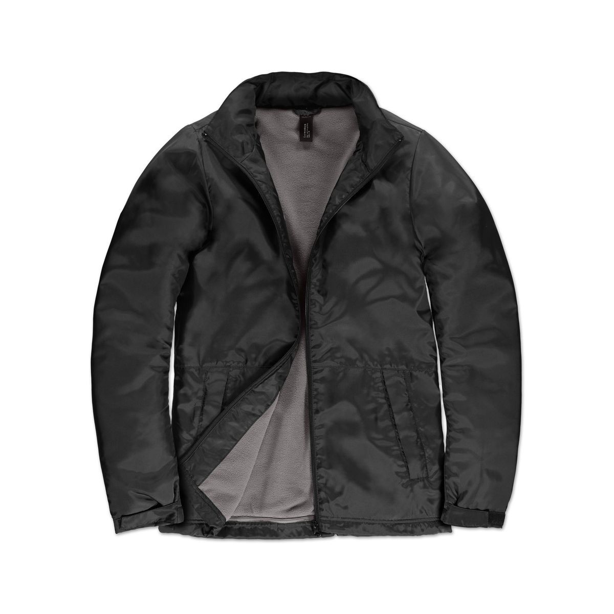 Giacca nera traspirante, impermeabile e antivento con cappuccio nascosto 100% poliestere