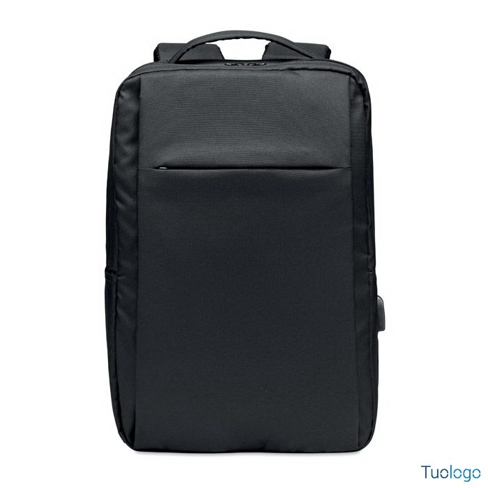 Zaino nero con cerniera zip, spallacci e maniglia