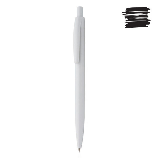 Penna a sfera in plastica bianca con clip piatta